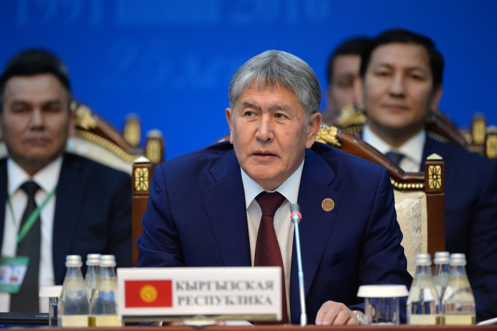 16 сентября. Президент Кыргызстана Алмазбек Атамбаев на саммите СНГ в Бишкеке; фото: пресс-служба правительства РК