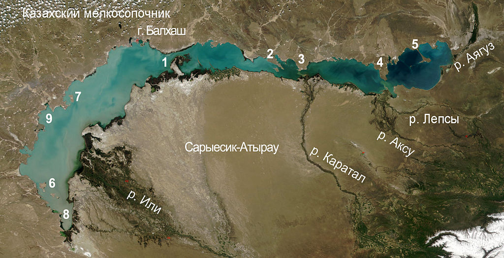 Долина реки Или на юге Казахстана; карта google.map