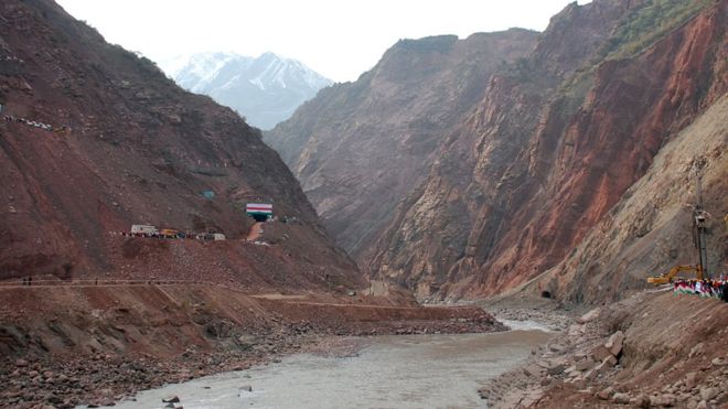 Место, где строится Рогунская ГЭС; фото: пресс-служба президента Таджикистана