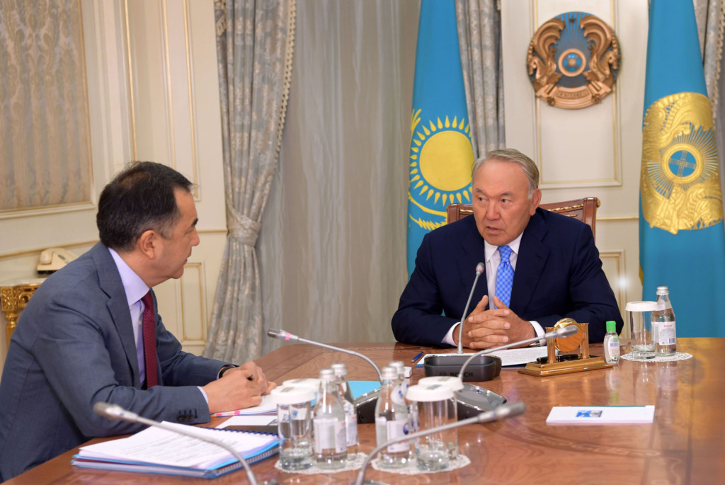 Президент и премьер-министр РК Нурсултан Назарбаева и Бакытжан Сагинтаев; фото: Акорда