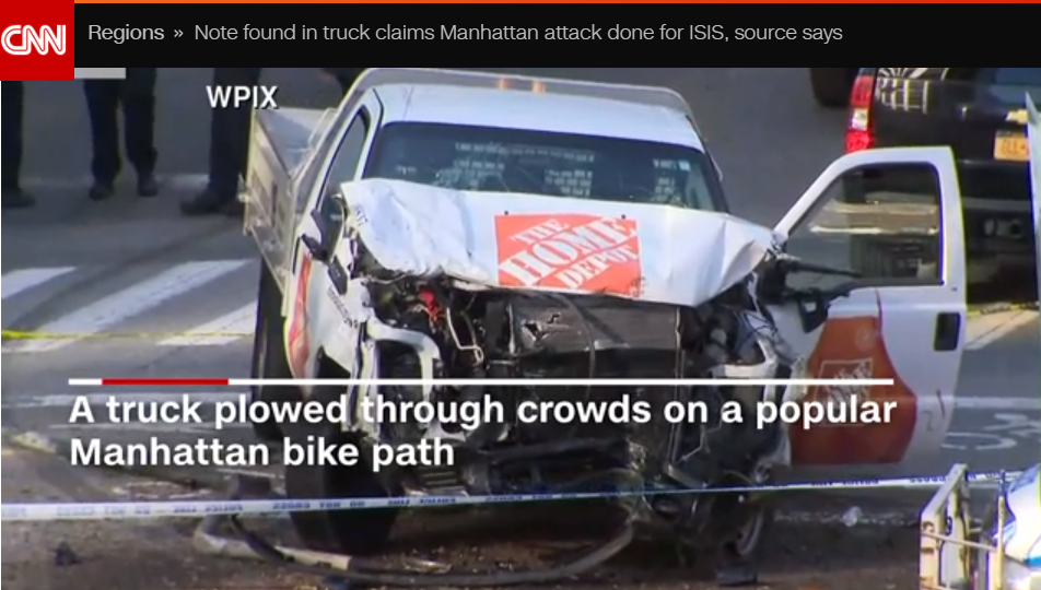 Арендованный Саиповым грузовик; Скриншот с сайта CNN