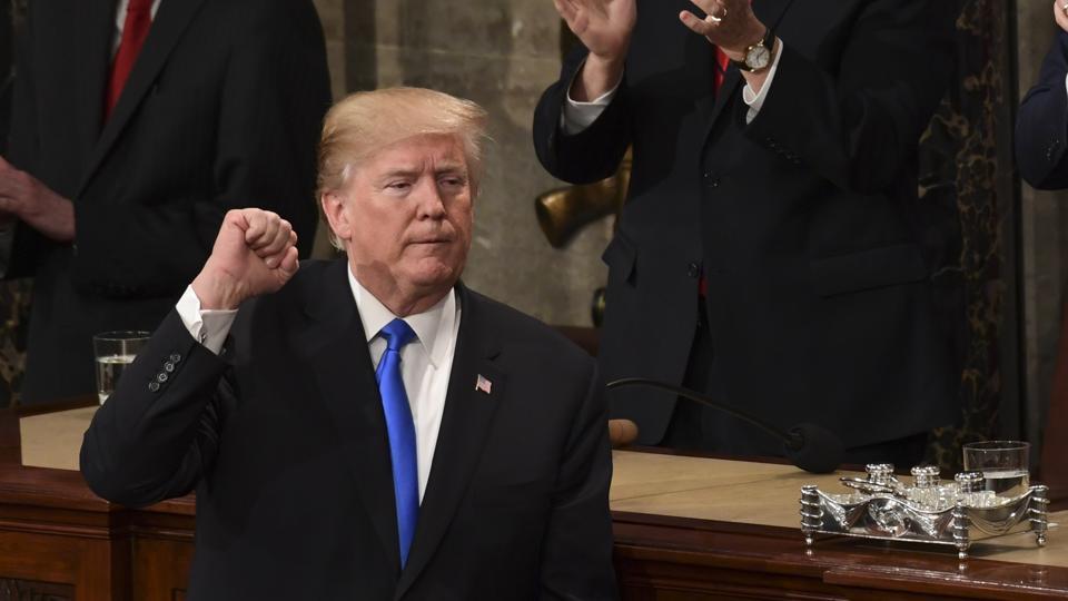 Выступление Трампа на объединенной сессии обеих палат Конгресса США 30 января 2018 года; фото: AP