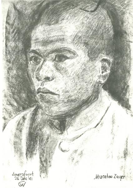 Портрет одного из пленных узбеков, нарисованный голландским заключенным; архив Ремко Рейдинга