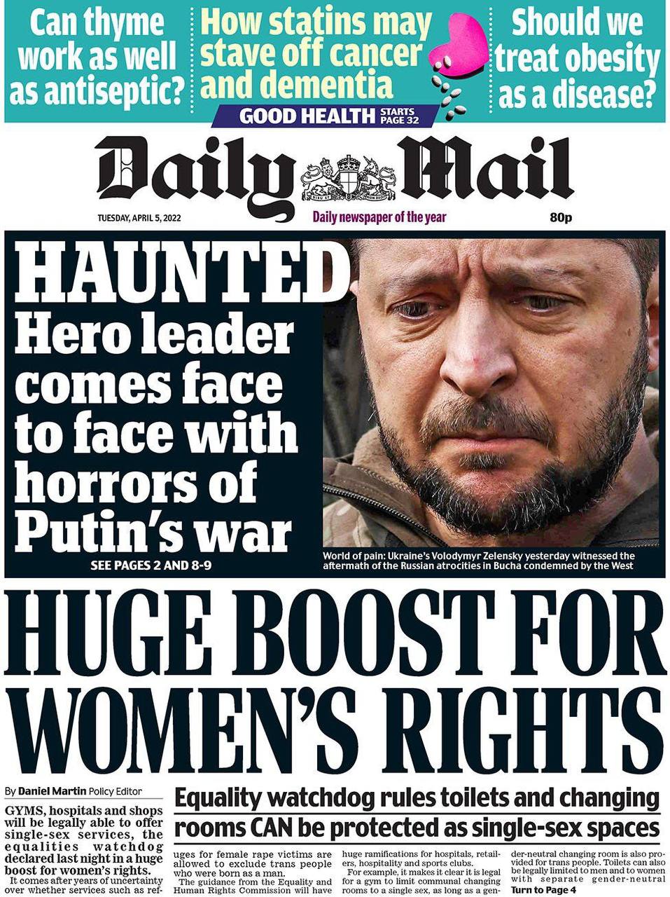 Британская "Daily Mail": "Героический лидер лицом к лицу с ужасами Путинской войны"