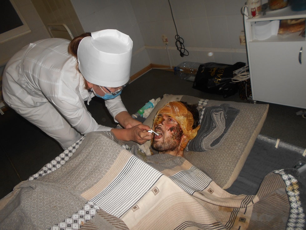 Обгоревший Артем Танкомян остается в больнице; Фото: ПАУ